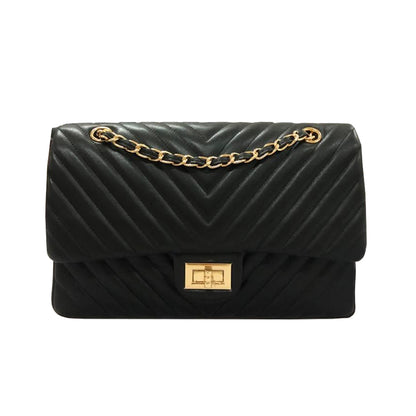Women's lambskin leather crossbody handbag Vyar chevron design by Tomorrow Closet
