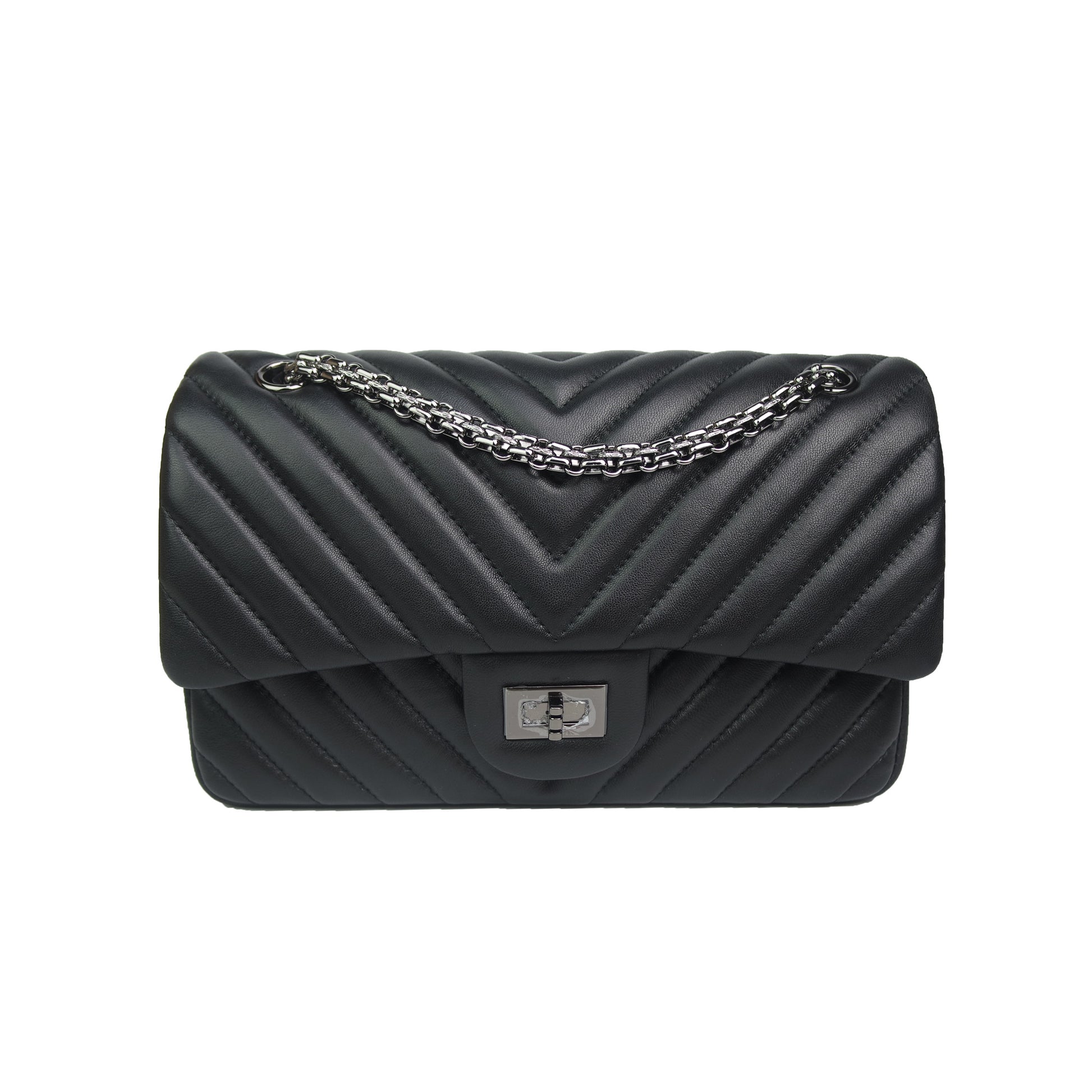 Women's lambskin leather crossbody handbag Vyar chevron design by Tomorrow Closet