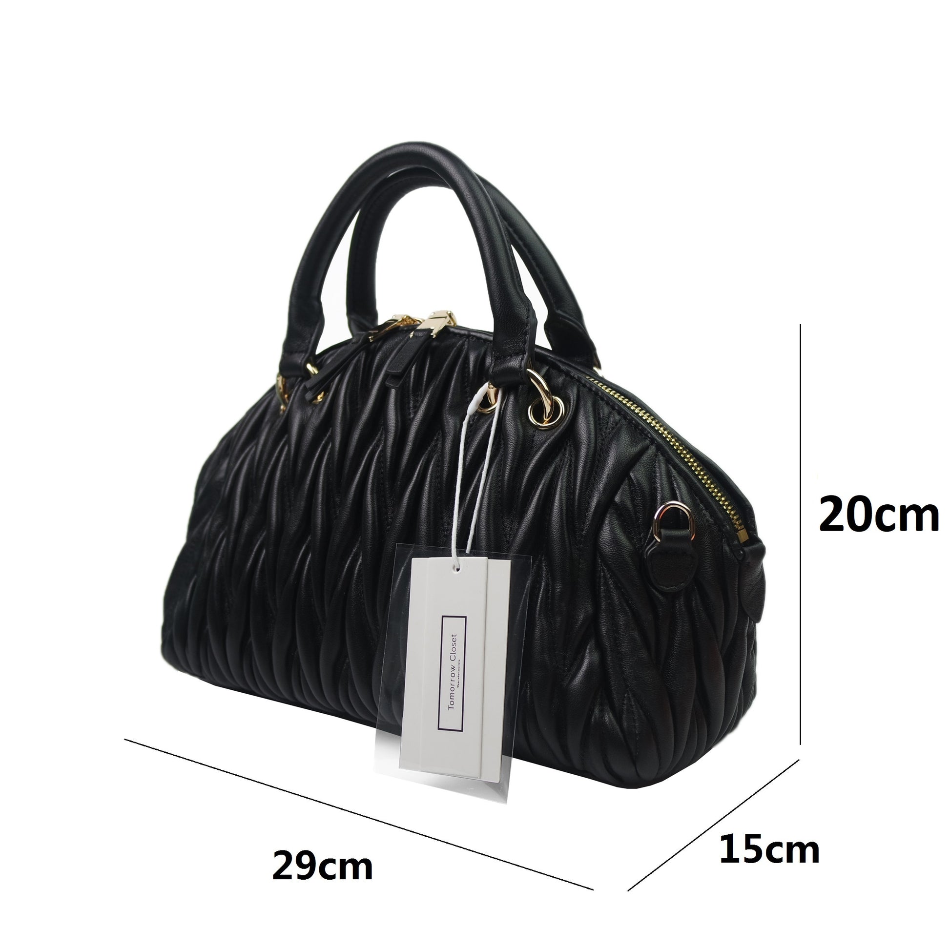 Women's lambskin leather Crescent bag Falten design by Tomorrow Closet