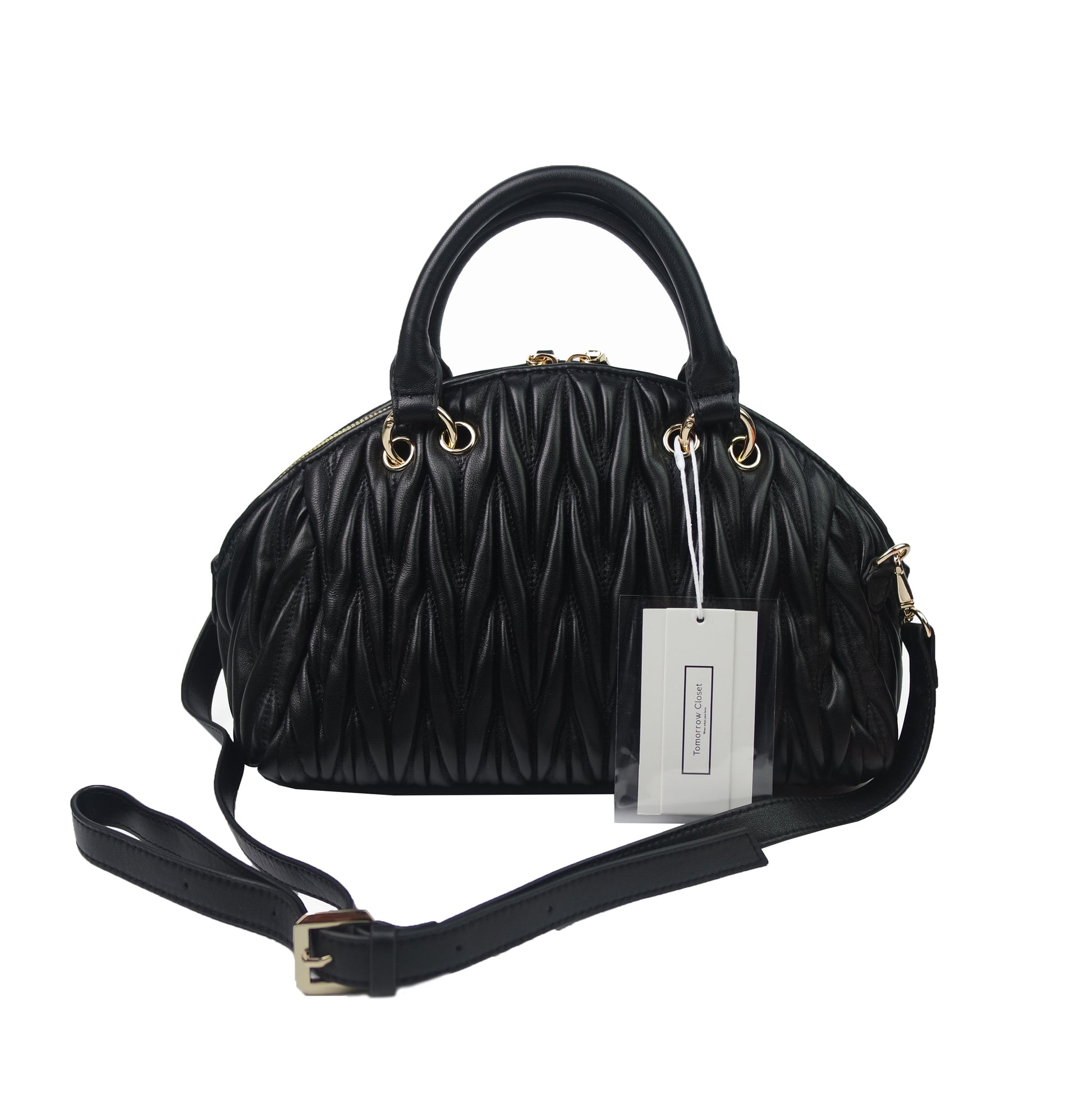 Women's lambskin leather Crescent bag Falten design by Tomorrow Closet