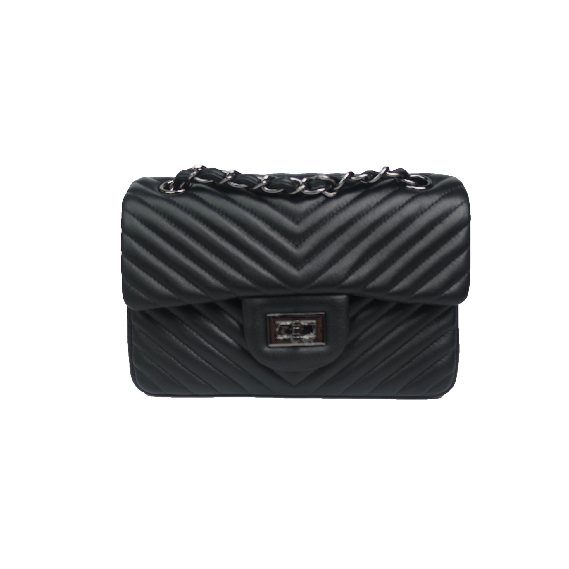 Women's lambskin leather crossbody handbag Vyar chevron design by Tomorrow Closet