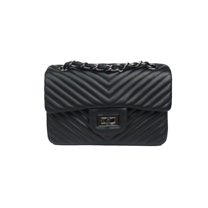 Women's lambskin leather crossbody handbag Vyar chevron design by Tomorrow Closet