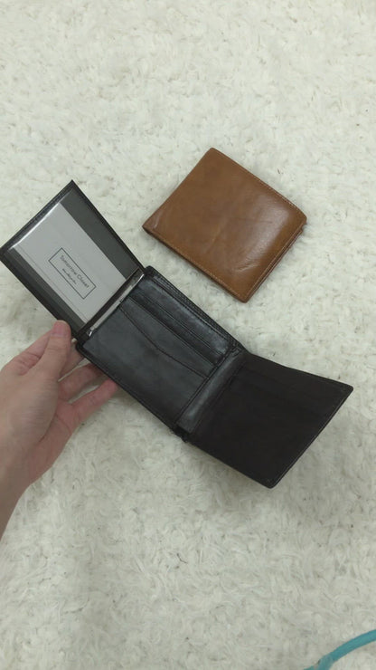 Women's and Men's unisex cowhide leather flap wallet
