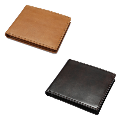 Women's and Men's unisex cowhide leather flap wallet