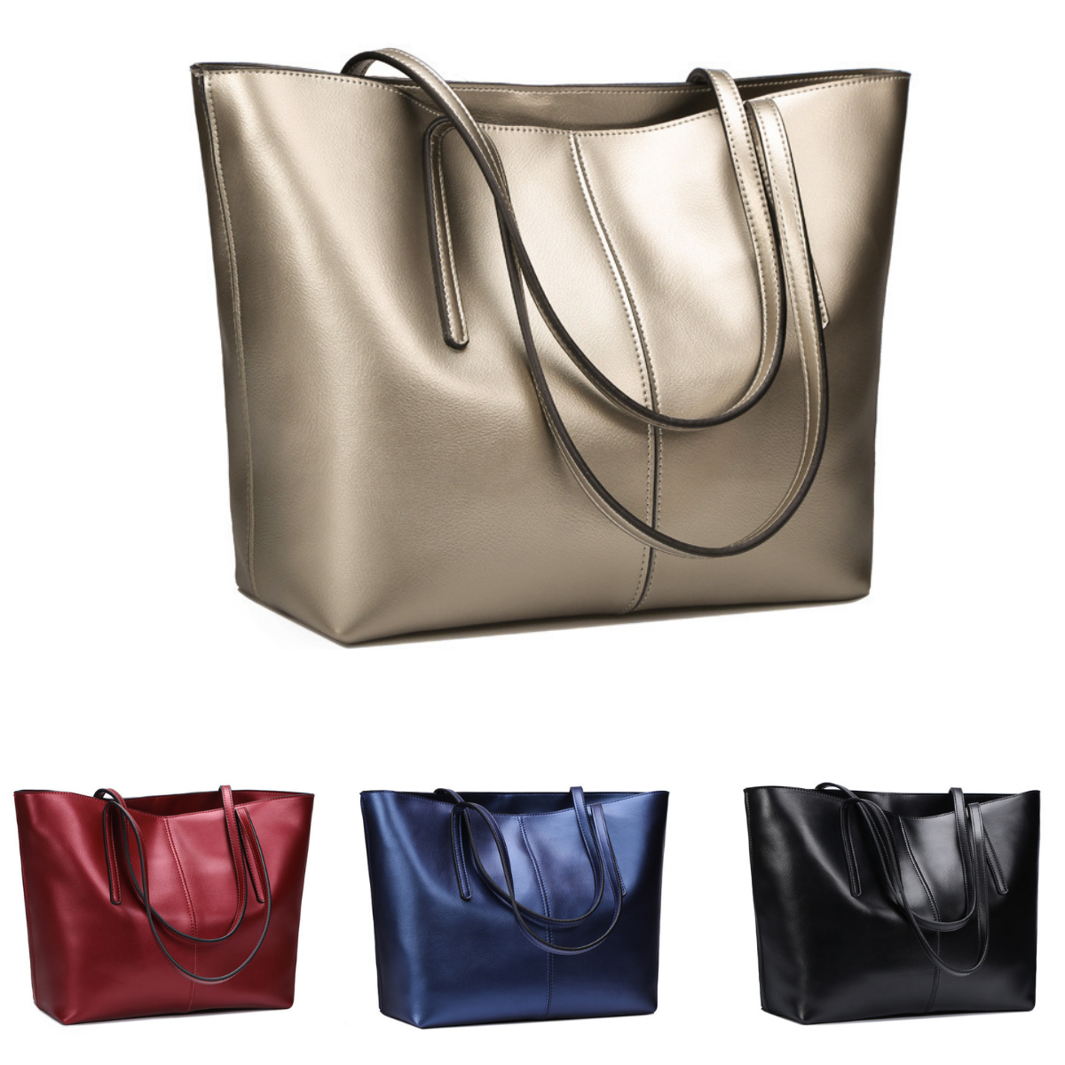 Women's genuine cowhide shining leather handbag depaule design by Tomorrow Closet