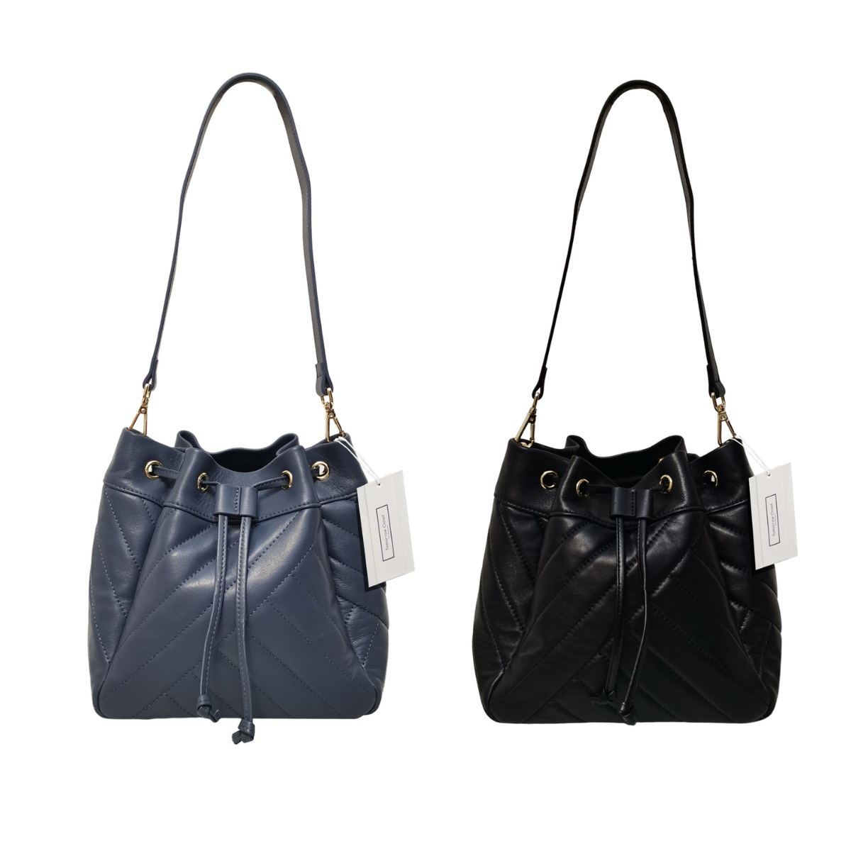 Women's genuine leather handbag bucket bag Falten design