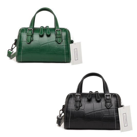 Women's genuine cowhide leather handbag Belle mini design in croc print