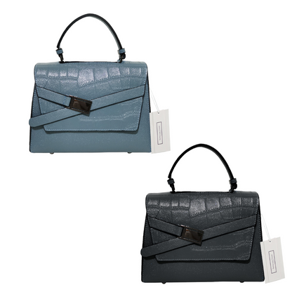 Women's cowhide leather handbag Lari V2 design in crocodile print