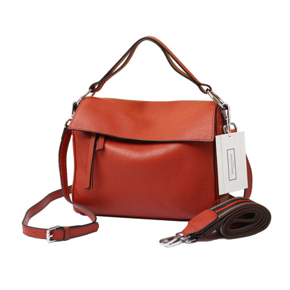 Women's genuine cowhide leather handbag Trika V2 design with 2 straps by Tomorrow Closet