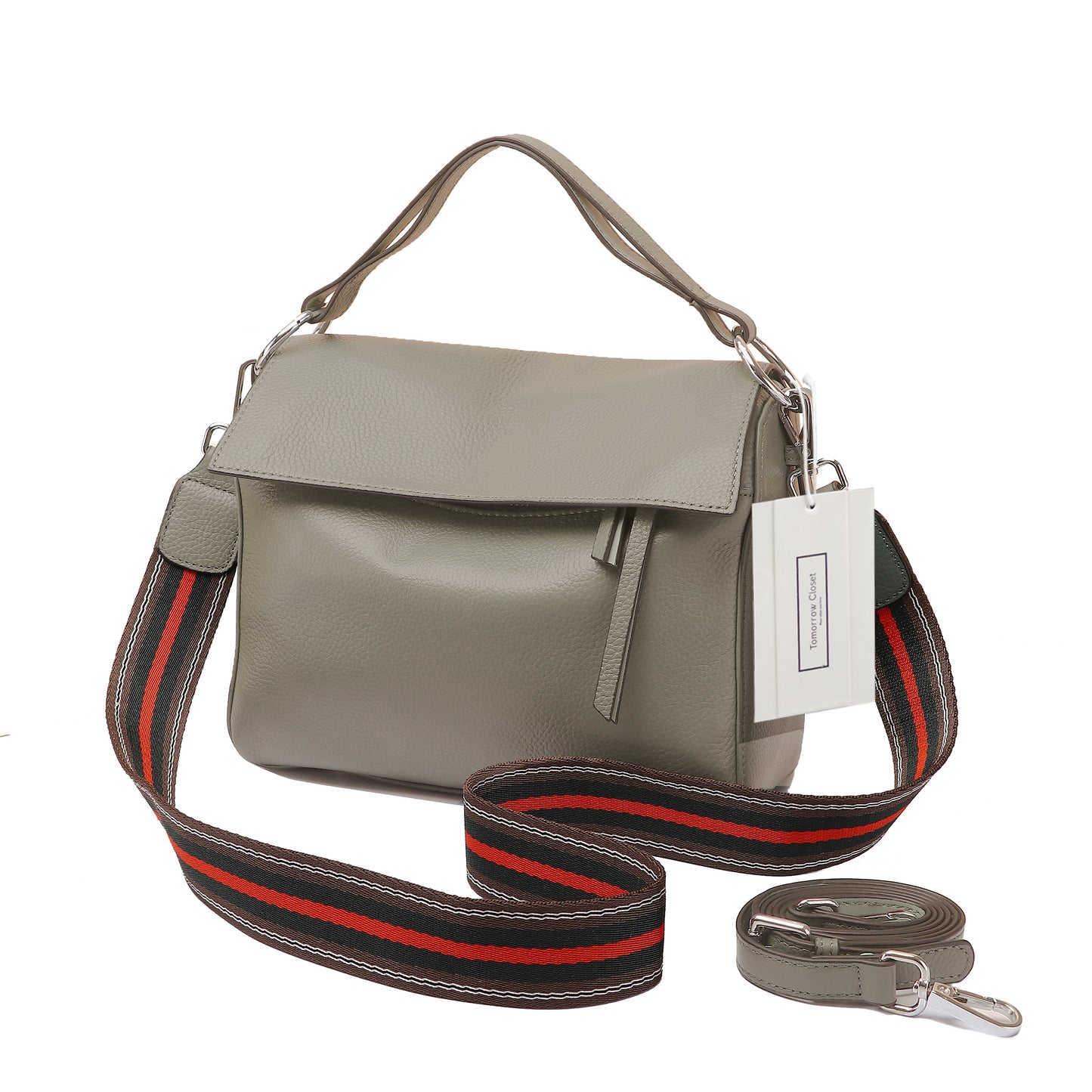 Women's genuine cowhide leather handbag Trika V2 design with 2 straps by Tomorrow Closet