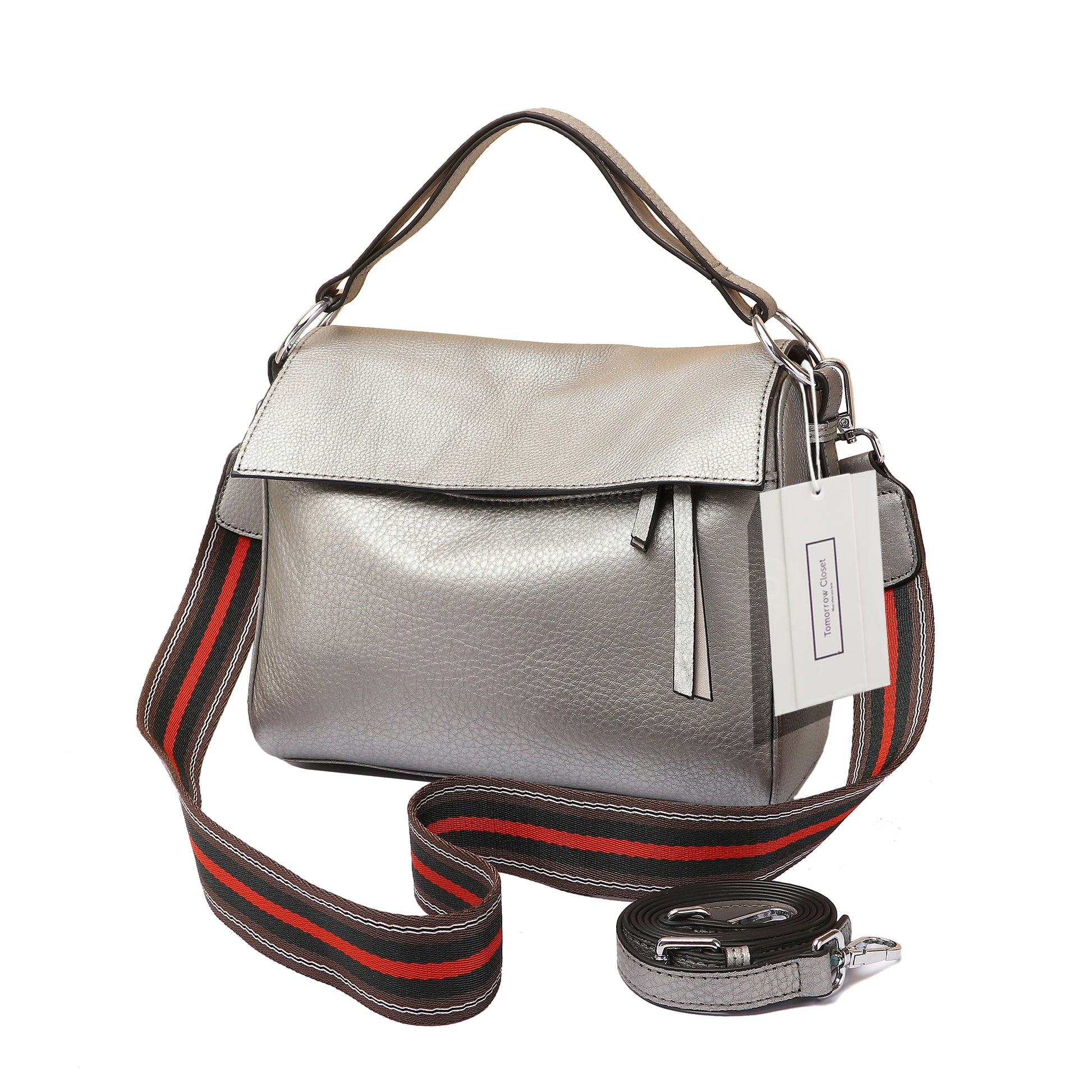 Women's genuine cowhide leather handbag Trika V2 design with 2 straps by Tomorrow Closet