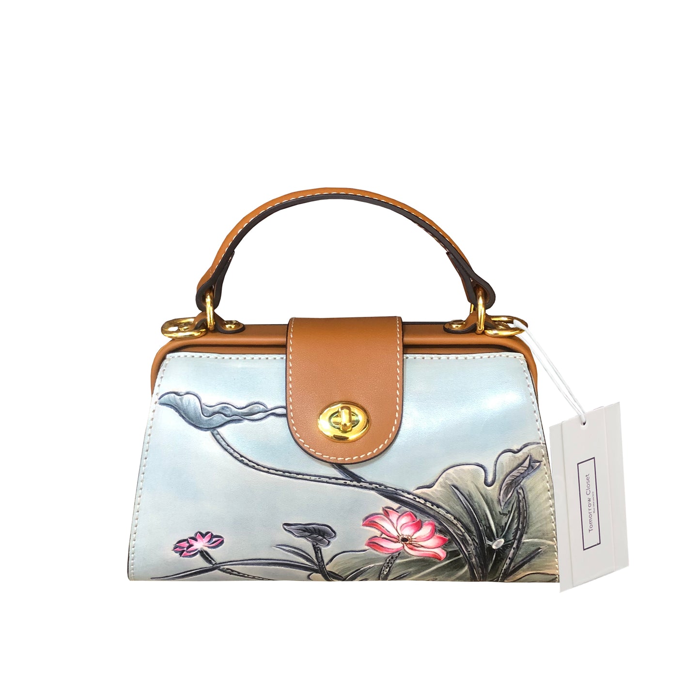 Women's genuine cowhide leather engraved handbag Palour design by Tomorrow Closet