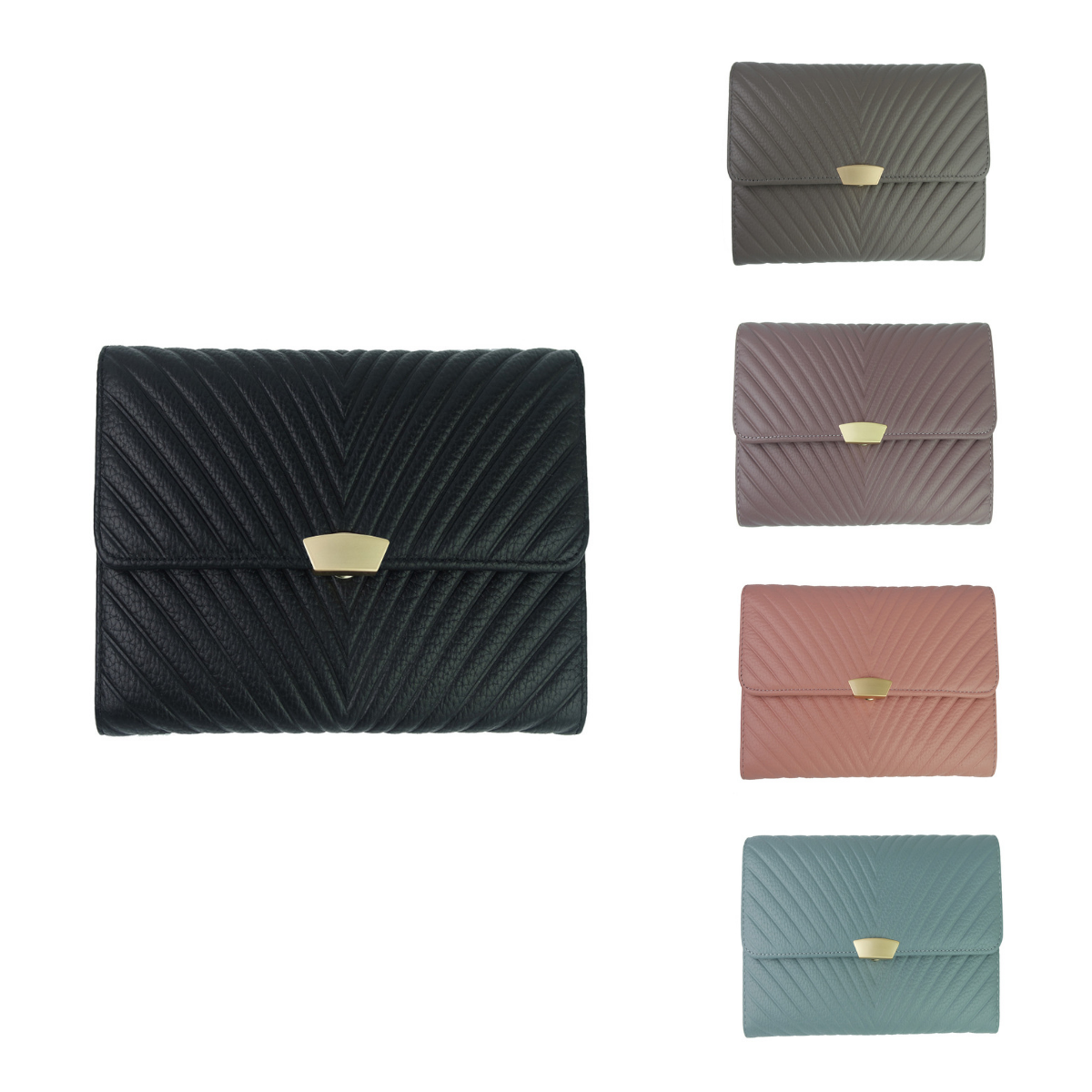 Women's cowhide leather short wallet/purse Chevron design by Tomorrow Closet